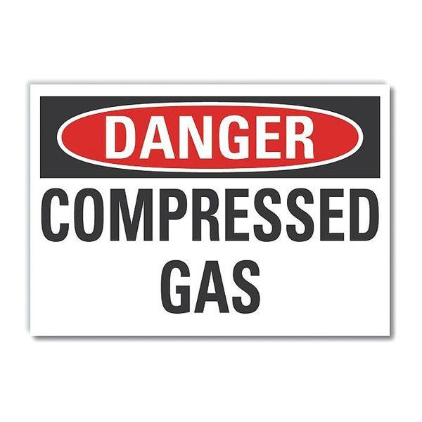 Compressed Gas Danger Label, 10 in Height, 14 in Width, Polyester, Horizontal Rectangle, English