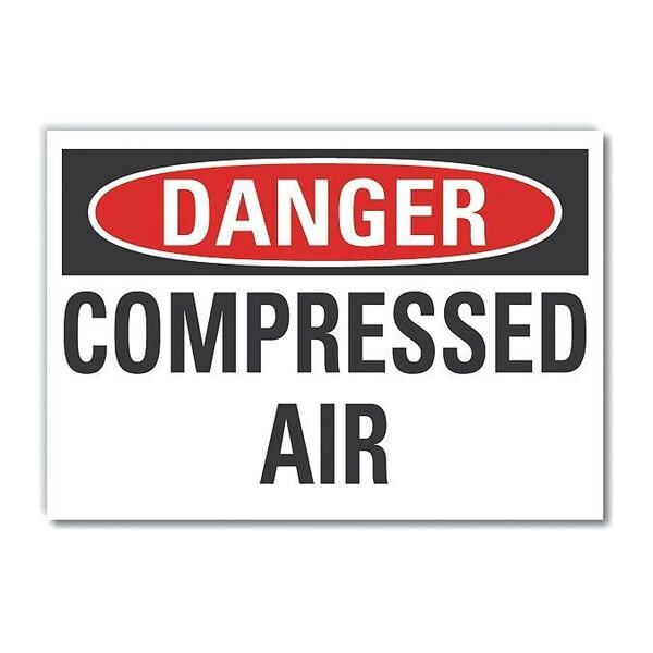 Compressed Air Danger Label, 10 in H, 14 in W, Polyester, Horizontal, English, LCU4-0365-ND_14X10