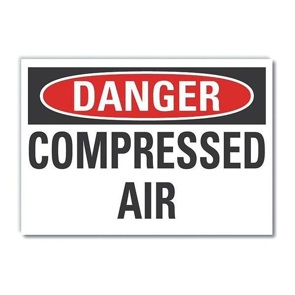 Compressed Air Danger Label, 7 in H, 10 in W, Polyester, Vertical, English, LCU4-0365-ND_10X7