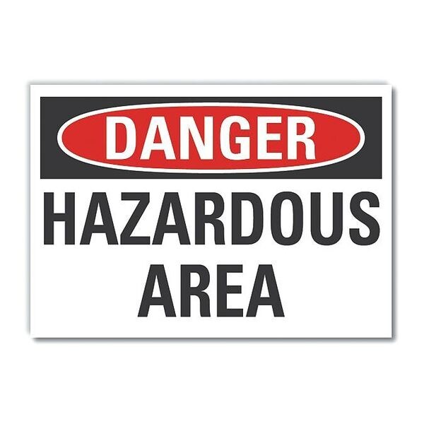 Hazard Area Danger Label, 10 in Height, 14 in Width, Polyester, Horizontal Rectangle, English