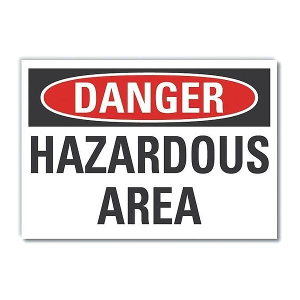 Hazard Area Danger Reflective Label, 3 1/2 in Height, 5 in Width, Reflective Sheeting, English