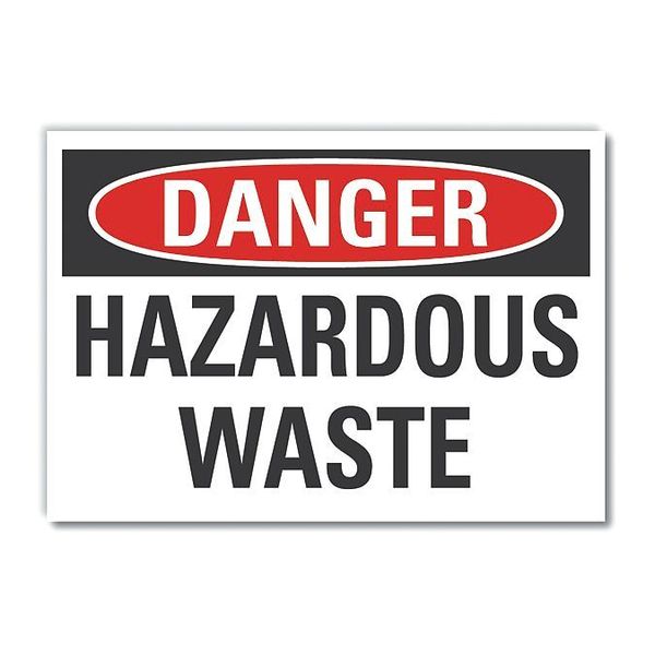 Hazardous Waste Danger Label, 7 in H, 10 in W, Polyester, Vertical Rectangle, LCU4-0374-ND_10X7