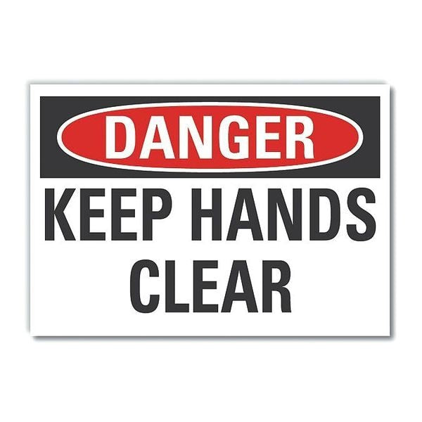 Keep Hands Clear Danger Reflective Label, 7 in Height, 10 in Width, Reflective Sheeting, English