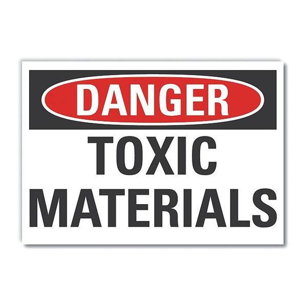 Toxic Materials Danger Label, 7 in H, 10 in W, Polyester, Vertical Rectangle, LCU4-0380-ND_10X7