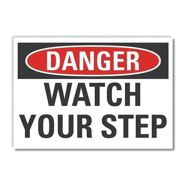 Danger Sign, 10 in H, 14 in W, Non-PVC Polymer, Horizontal Rectangle, English, LCU4-0382-ED_14x10