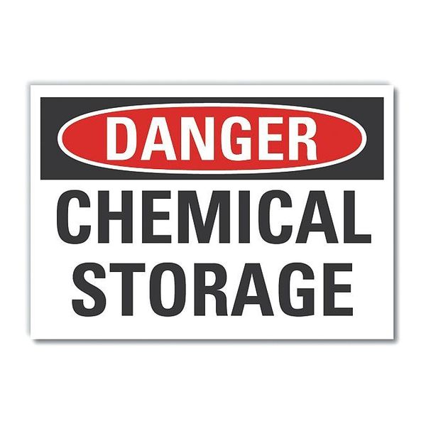 Chemicals Danger Label, 5 in H, 7 in W, Polyester, Horizontal Rectangle, English, LCU4-0383-ND_7X5
