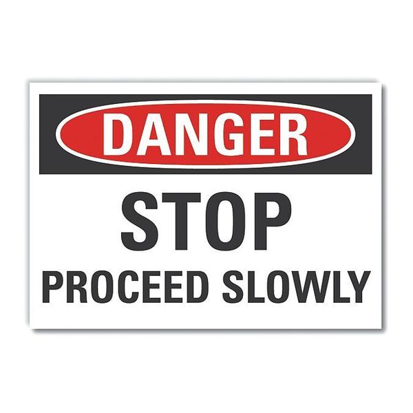 Lift Truck Traffic Danger Label, 5 in Height, 7 in Width, Polyester, Horizontal Rectangle, English
