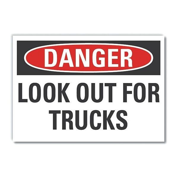 Danger Sign, 7 in H, 10 in W, Non-PVC Polymer, Vertical Rectangle, English, LCU4-0426-ED_10x7