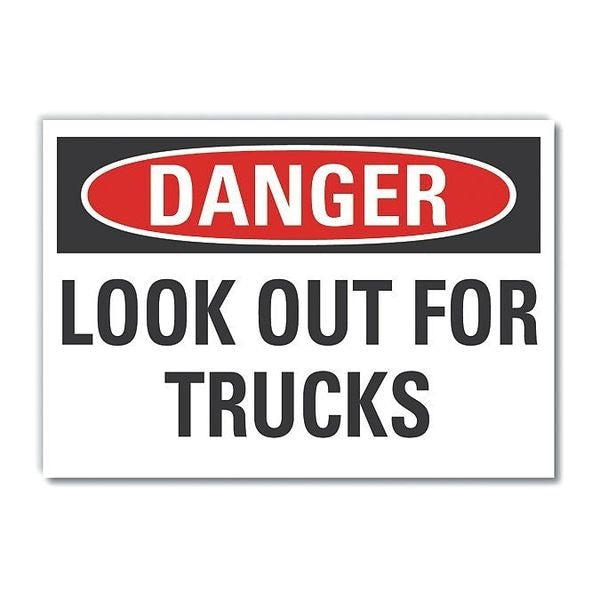 Danger Sign, 10 in H, 14 in W, Non-PVC Polymer, Horizontal Rectangle, English, LCU4-0426-ED_14x10
