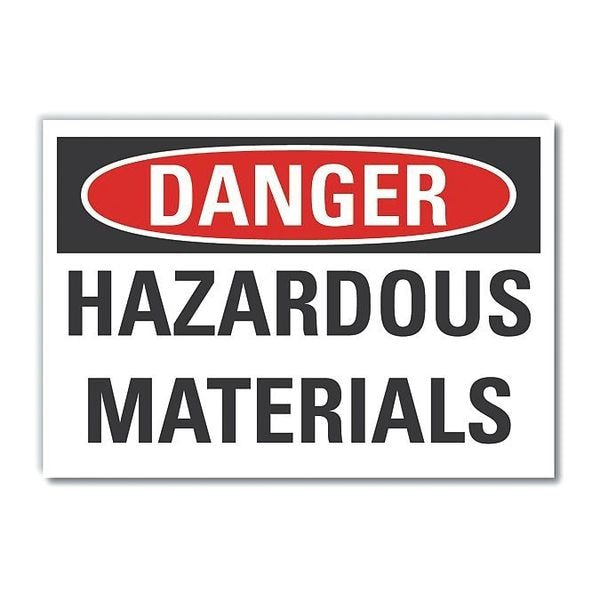 Hazardous Materials Danger Label, 7 in H, 10 in W, Polyester, Vertical Rectangle, LCU4-0423-ND_10X7