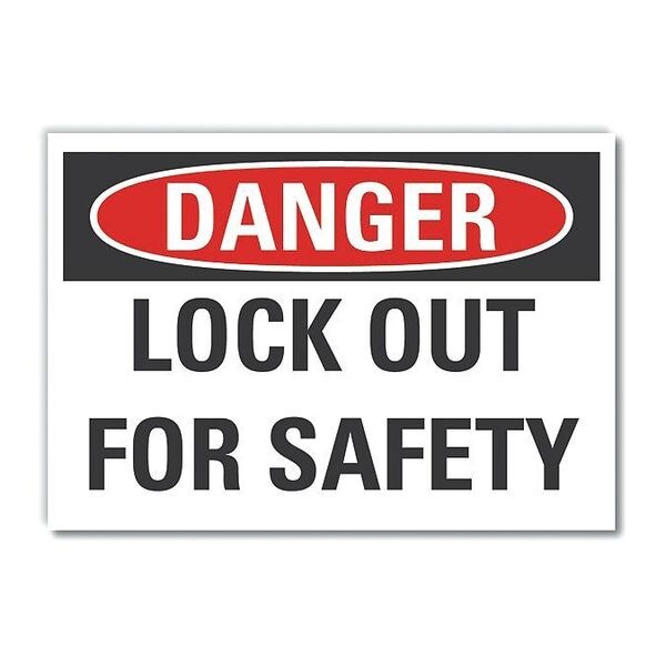 Danger Sign, 10 in Height, 14 in Width, Non-PVC Polymer, Horizontal Rectangle, English