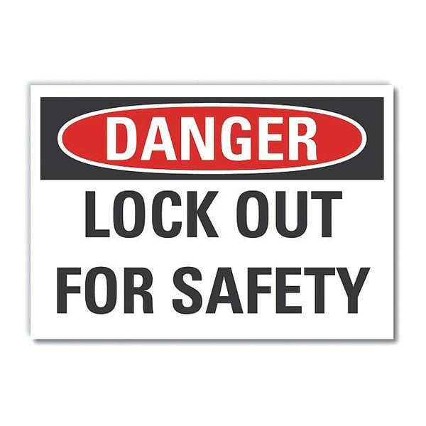 Lockout Tagout Danger Reflective Label, 5 in Height, 7 in Width, Reflective Sheeting, English