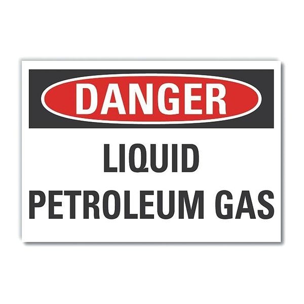 Liquid Gas Danger Reflective Label, 10 in Height, 14 in Width, Reflective Sheeting, English