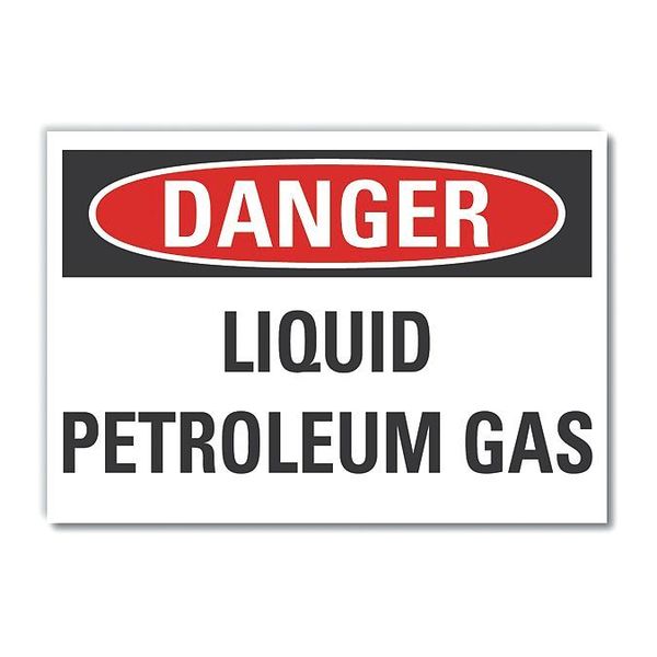 Liquid Gas Danger Label, 7 in Height, 10 in Width, Polyester, Vertical Rectangle, English