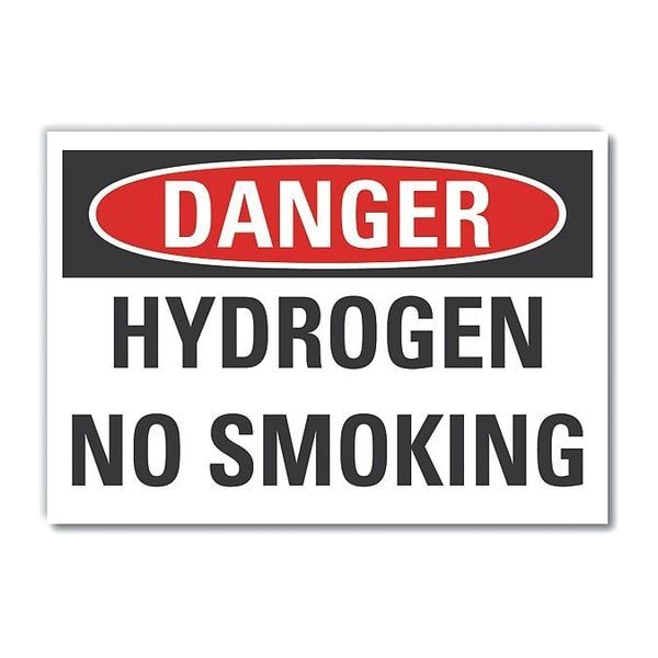 Hydrogen Danger Label, 3 1/2 in Height, 5 in Width, Polyester, Horizontal Rectangle, English