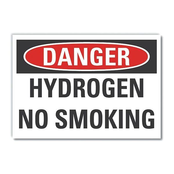 Hydrogen Danger Label, 5 in Height, 7 in Width, Polyester, Horizontal Rectangle, English