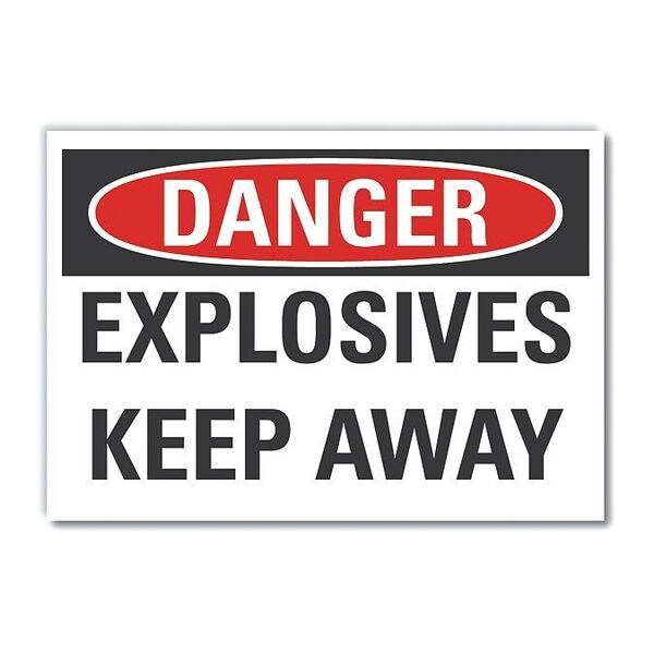 Explosive Materials Danger Reflective Label, 7 in H, 10 in W, English, LCU4-0432-RD_10X7