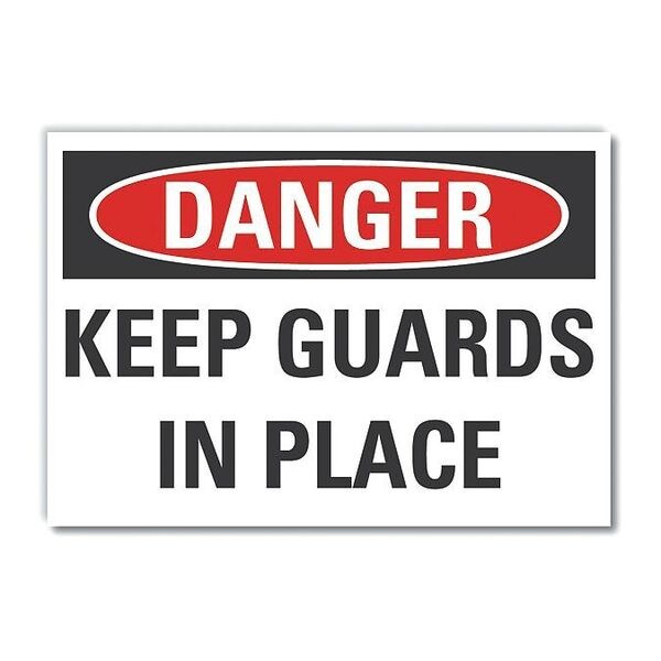 Machine Guards Danger Reflective Label, 10 in Height, 14 in Width, Reflective Sheeting, English