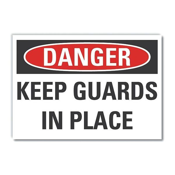 Machine Guards Danger Label, 5 in Height, 7 in Width, Polyester, Horizontal Rectangle, English