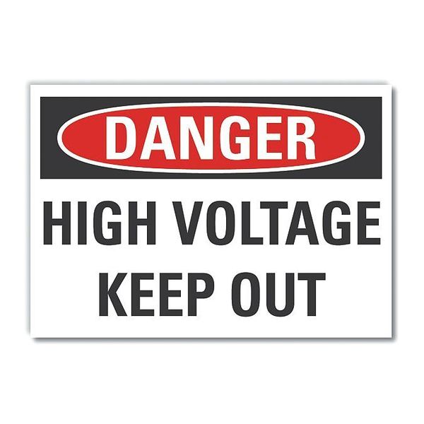 Danger Sign, 3 1/2 in Height, 5 in Width, Polyester, Horizontal Rectangle, English