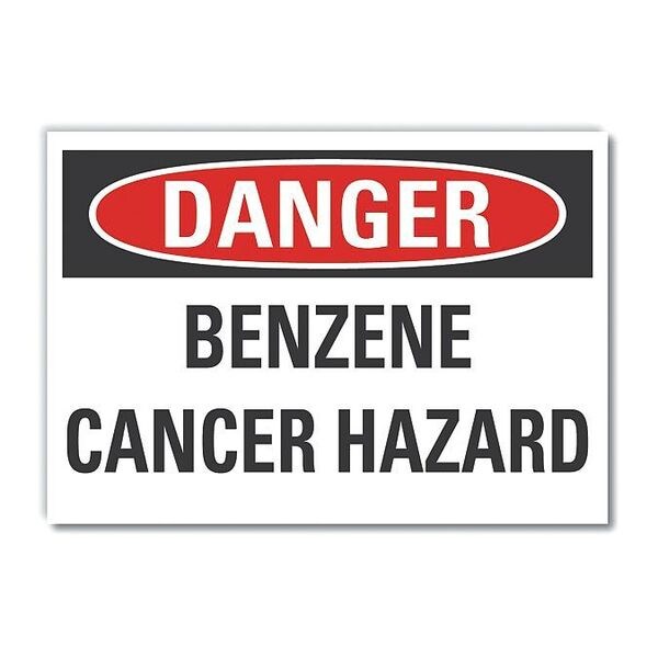 Benzene Danger Label, 7 in H, 10 in W, Polyester, Vertical Rectangle, English, LCU4-0442-ND_10X7