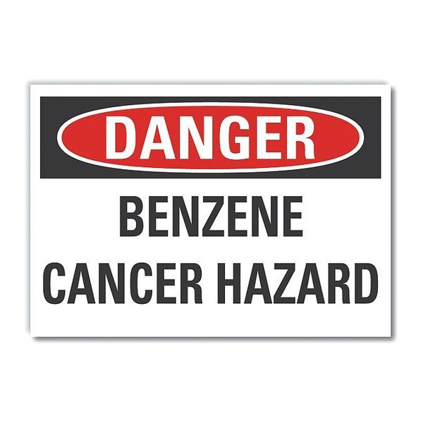 Benzene Danger Label, 3 1/2 in H, 5 in W, Polyester, Horizontal, English, LCU4-0442-ND_5X3.5