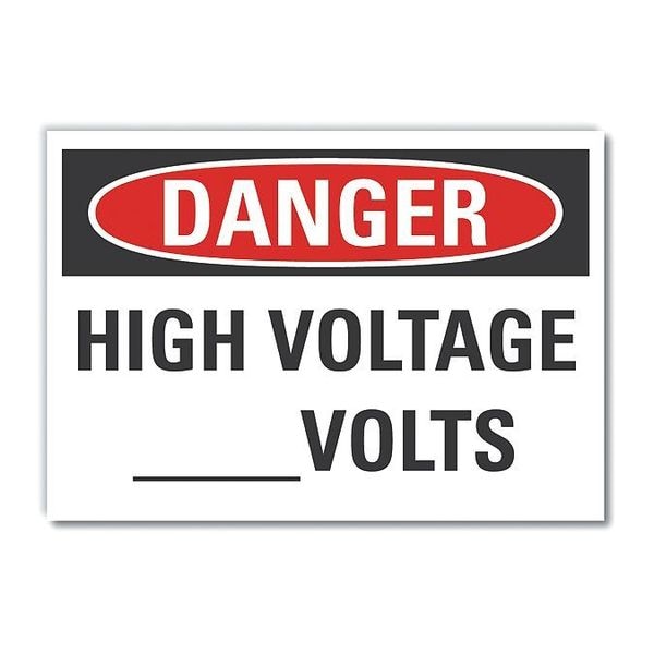 Danger Sign, 3 1/2 in Height, 5 in Width, Reflective Sheeting, Horizontal Rectangle, English