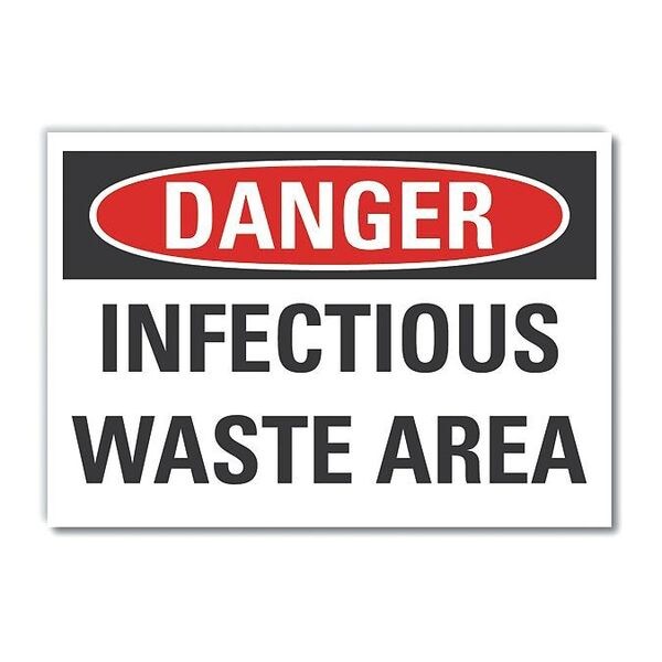 Danger Sign, 7 in H, 10 in W, Non-PVC Polymer, Vertical Rectangle, English, LCU4-0448-ED_10x7