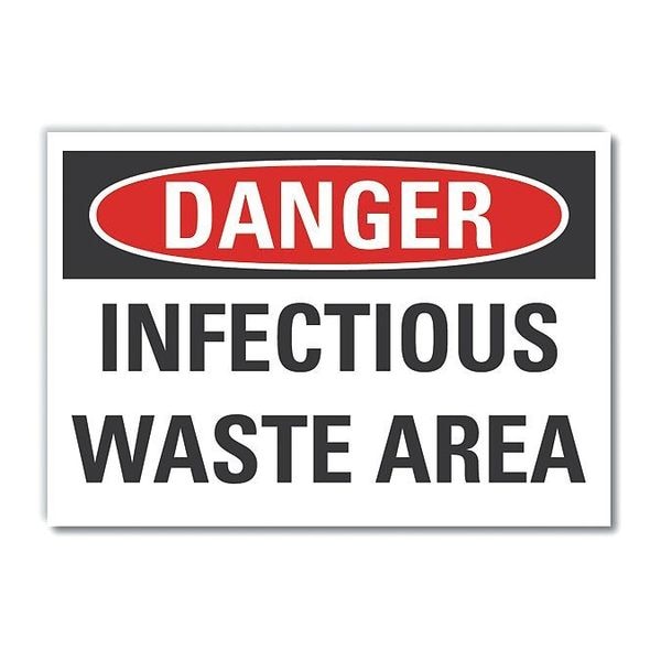 Infectious Waste Danger Reflective Label, 5 in H, 7 in W, English, LCU4-0448-RD_7X5
