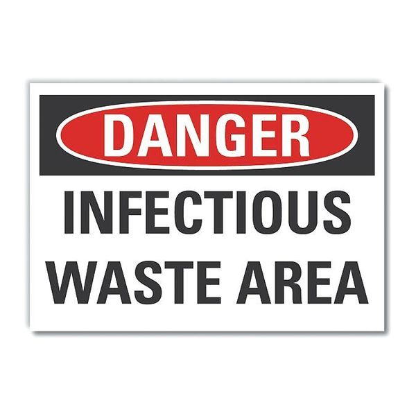 Infectious Waste Danger Label, 5 in H, 7 in W, Polyester, Horizontal Rectangle, LCU4-0448-ND_7X5