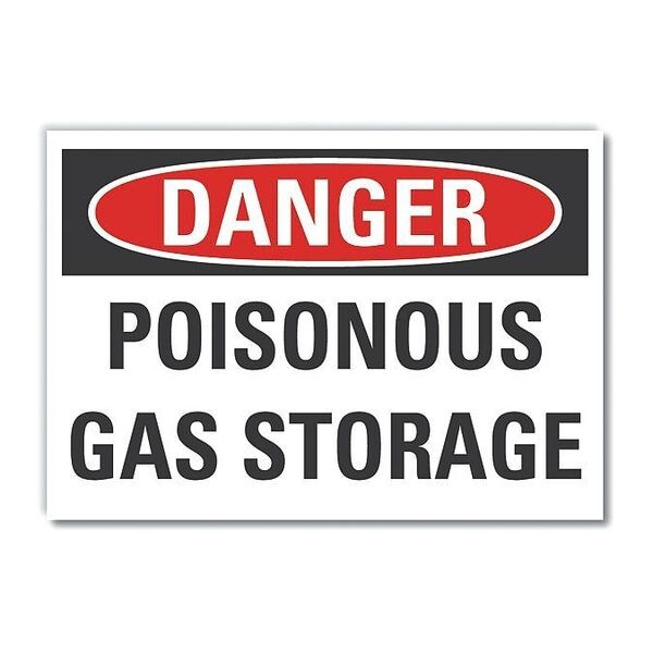 Poisonous Gas Danger Label, 10 in H, 14 in W, Polyester, Horizontal Rectangle, LCU4-0450-ND_14X10