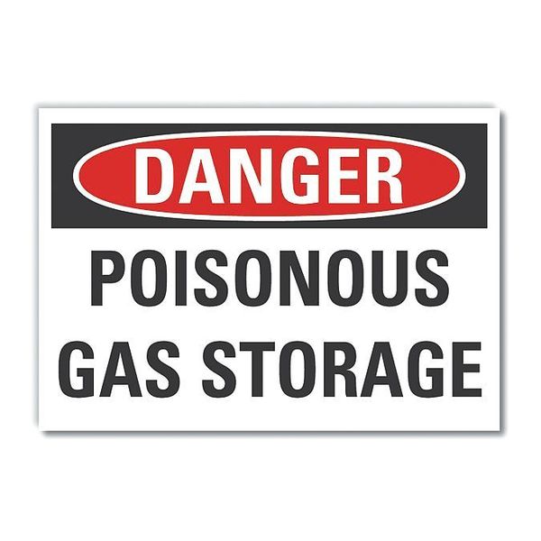 Poisonous Gas Danger Label, 5 in H, 7 in W, Polyester, Horizontal Rectangle, LCU4-0450-ND_7X5