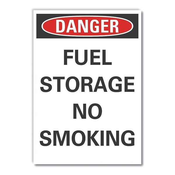 No Smoking Danger Reflective Label, 10 in Height, 7 in Width, Reflective Sheeting, English