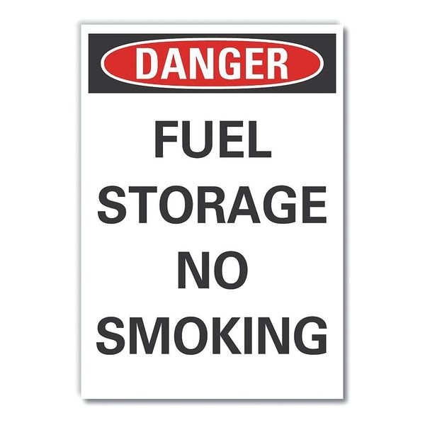 No Smoking Danger Reflective Label, 7 in Height, 5 in Width, Reflective Sheeting, English