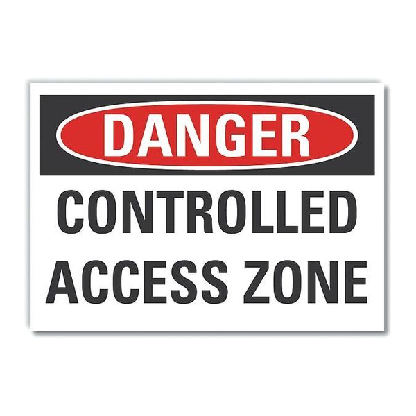 Controlled Access  Danger Label, 3 1/2 in Height, 5 in Width, Polyester, Horizontal Rectangle