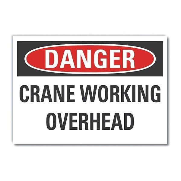 Crane & Hoists Danger Reflective Label, 7 in Height, 10 in Width, Reflective Sheeting, English