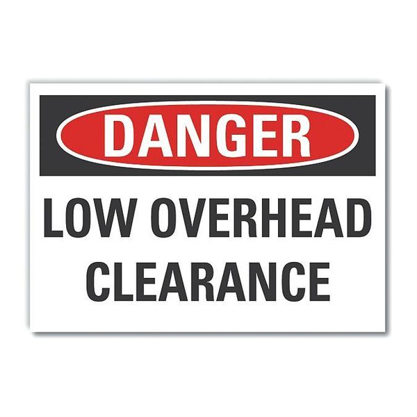 Low Clearance Danger Reflective Label, 3 1/2 in Height, 5 in Width, Reflective Sheeting, English
