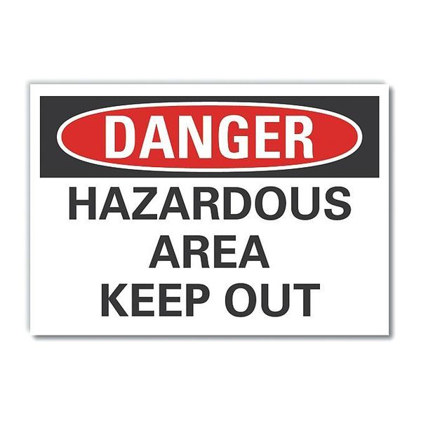 Danger Sign, 7 in Height, 10 in Width, Non-PVC Polymer, Vertical Rectangle, English