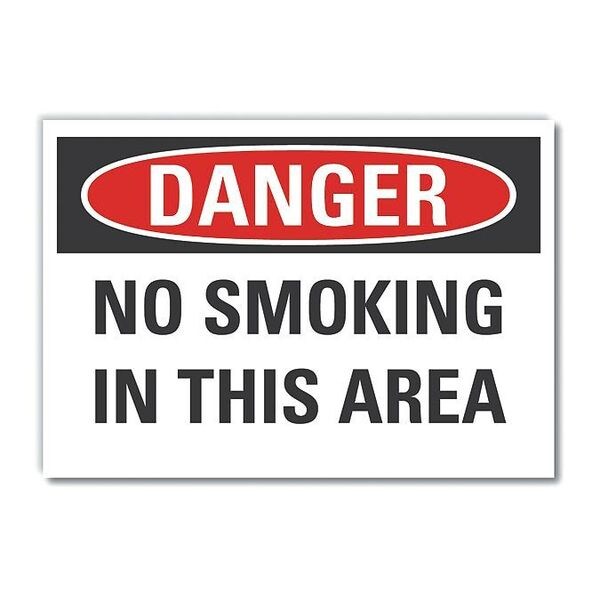 No Smoking Danger Label, 3 1/2 in H, 5 in W, Polyester, Horizontal Rectangle, LCU4-0465-ND_5X3.5