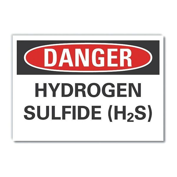 Hydrogen Sulfide (H2S) Danger Label, 3 1/2 in Height, 5 in Width, Polyester, Horizontal Rectangle