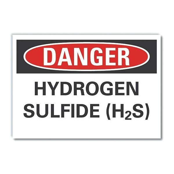 Hydrogen Sulfide (H2S) Danger Label, 5 in Height, 7 in Width, Polyester, Horizontal Rectangle