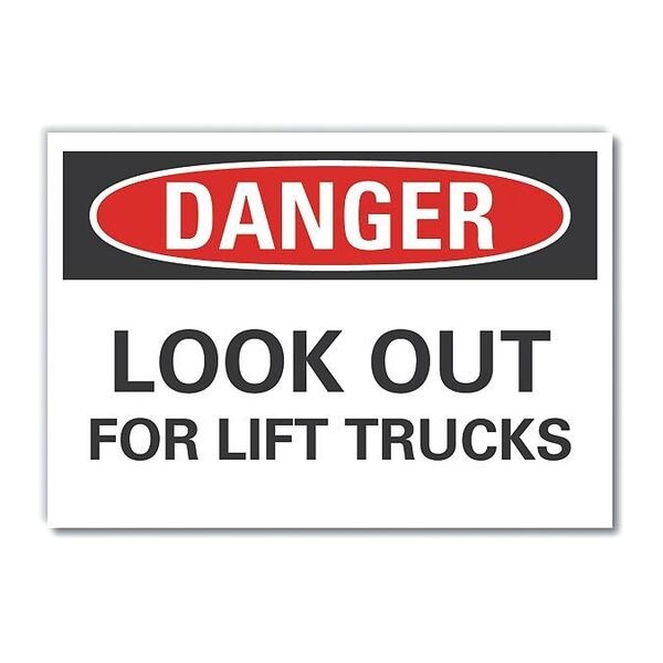 Lift Truck Traffic Danger Label, 5 in H, 7 in W, Polyester, Rectangle, LCU4-0476-ND_7X5