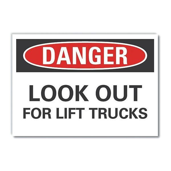 Danger Sign, 10 in H, 14 in W, Non-PVC Polymer, Horizontal Rectangle, English, LCU4-0476-ED_14x10
