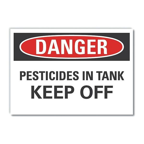 Pesticide Danger Label, 7 in H, 10 in W, Polyester, Vertical Rectangle, English, LCU4-0481-ND_10X7