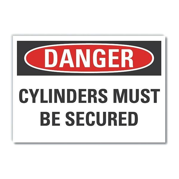 Cylinder Handling Danger Reflective Label, 10 in H, 14 in W, English, LCU4-0486-RD_14X10