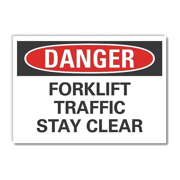 Lift Truck Traffic Danger Label, 3 1/2 in H, 5 in W, Polyester, Rectangle, LCU4-0496-ND_5X3.5