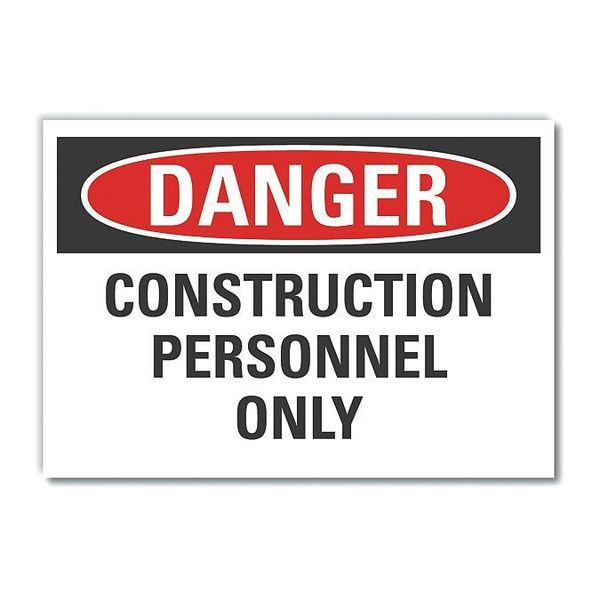 Construction Area Danger Reflective Label, 7 in Height, 10 in Width, Reflective Sheeting, English