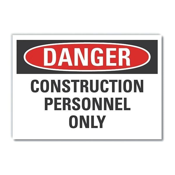 Construction Area Danger Reflective Label, 10 in Height, 14 in Width, Reflective Sheeting, English