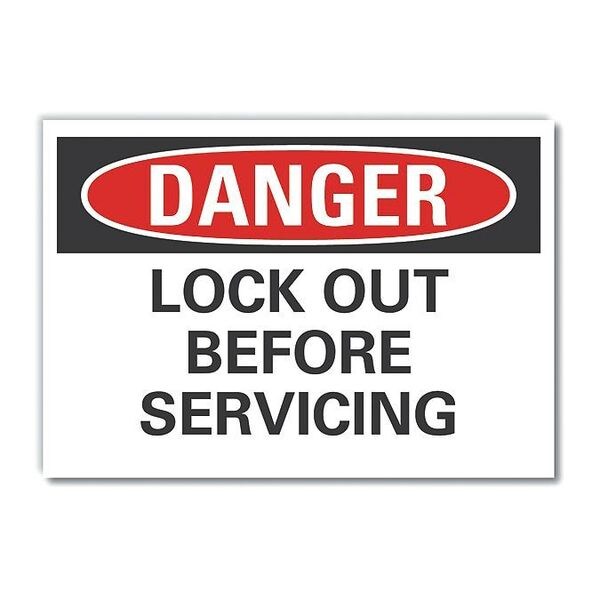 Danger Sign, 10 in Height, 14 in Width, Non-PVC Polymer, Horizontal Rectangle, English