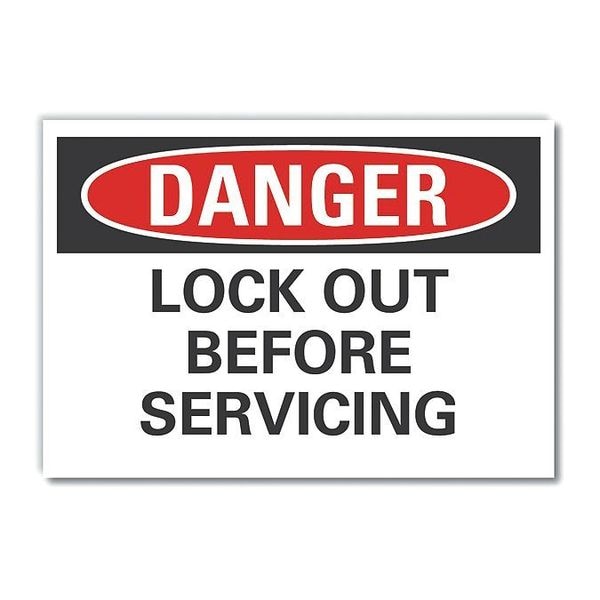 Lockout Tagout Danger Reflective Label, 5 in Height, 7 in Width, Reflective Sheeting, English